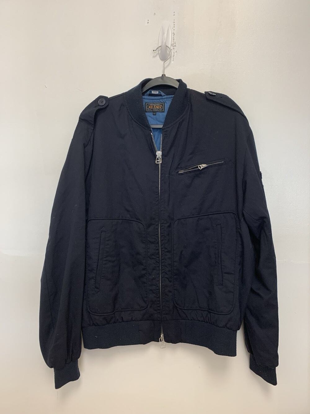 BEAMS PLUS Size Large Navy Cotton Bomber Jacket